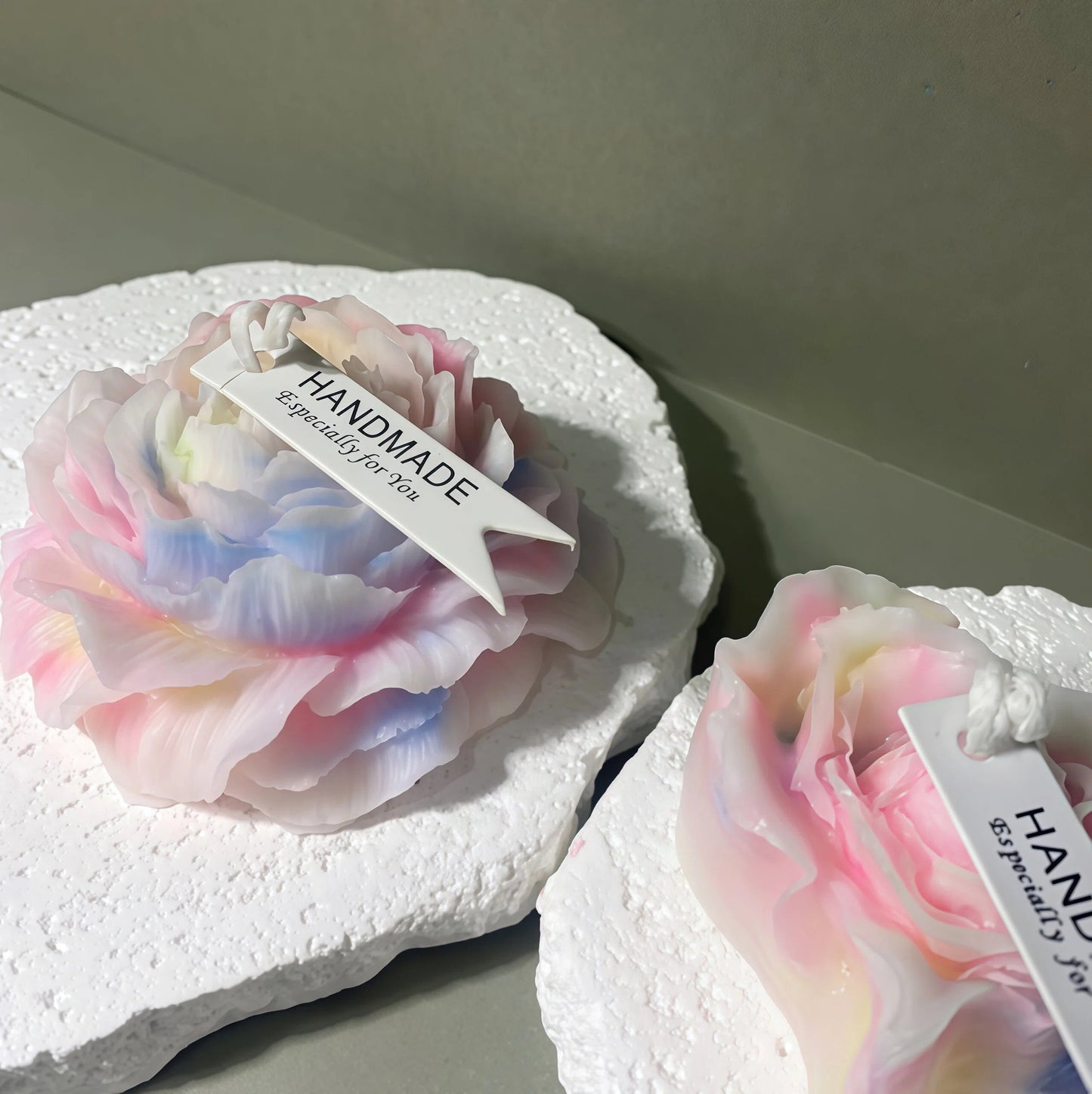 ✨ Luminous Pastel Heart Rose Candle | Skin-Safe Low Temp Wax | Peelable Sensory Massage Gift