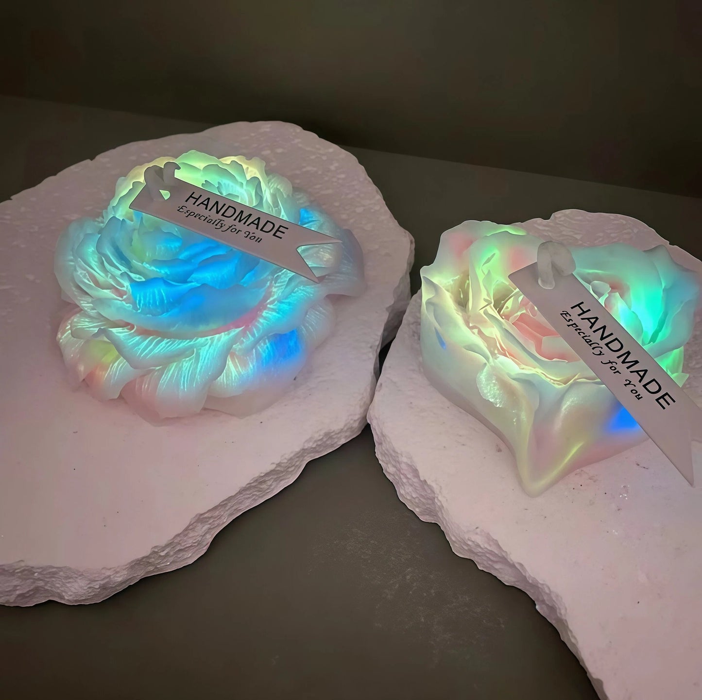 ✨ Luminous Pastel Heart Rose Candle | Skin-Safe Low Temp Wax | Peelable Sensory Massage Gift