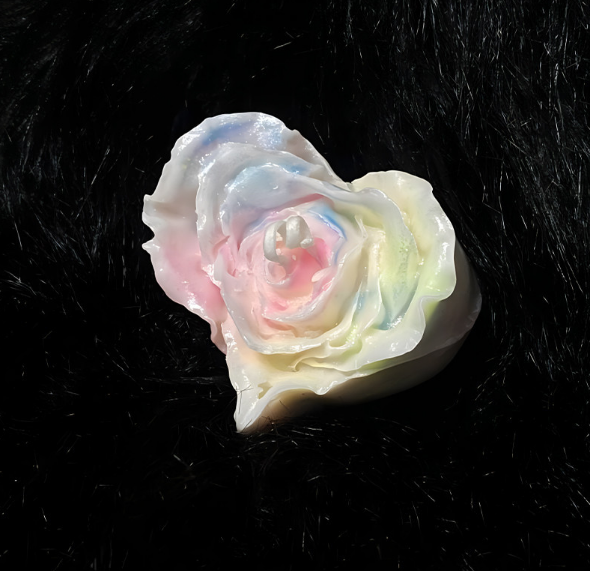✨ Luminous Pastel Heart Rose Candle | Skin-Safe Low Temp Wax | Peelable Sensory Massage Gift