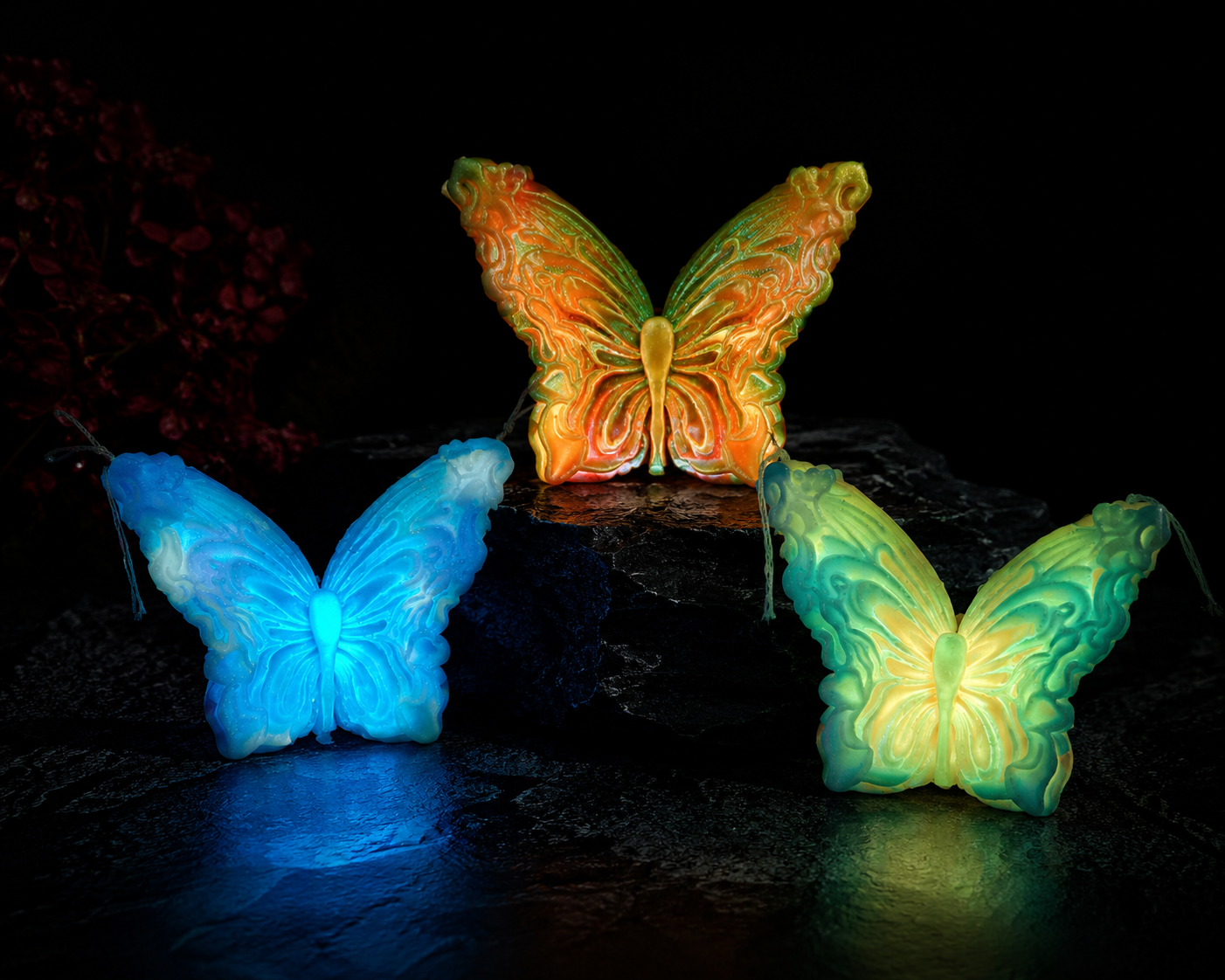 🦋 Jumbo Luminous Butterfly Candle | 42°C Skin-Safe Low Temp Wax | Warm Peelable Massage Candle & Romantic Decor