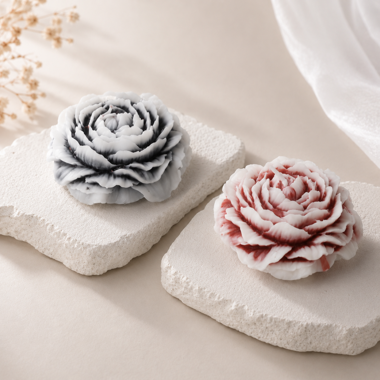 ✨ Dual-Tone Peony Massage Candle | 42°C Skin-Safe Low Temp Wax | Peelable Sensory Spa Gift