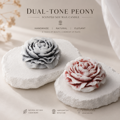 ✨ Dual-Tone Peony Massage Candle | 42°C Skin-Safe Low Temp Wax | Peelable Sensory Spa Gift