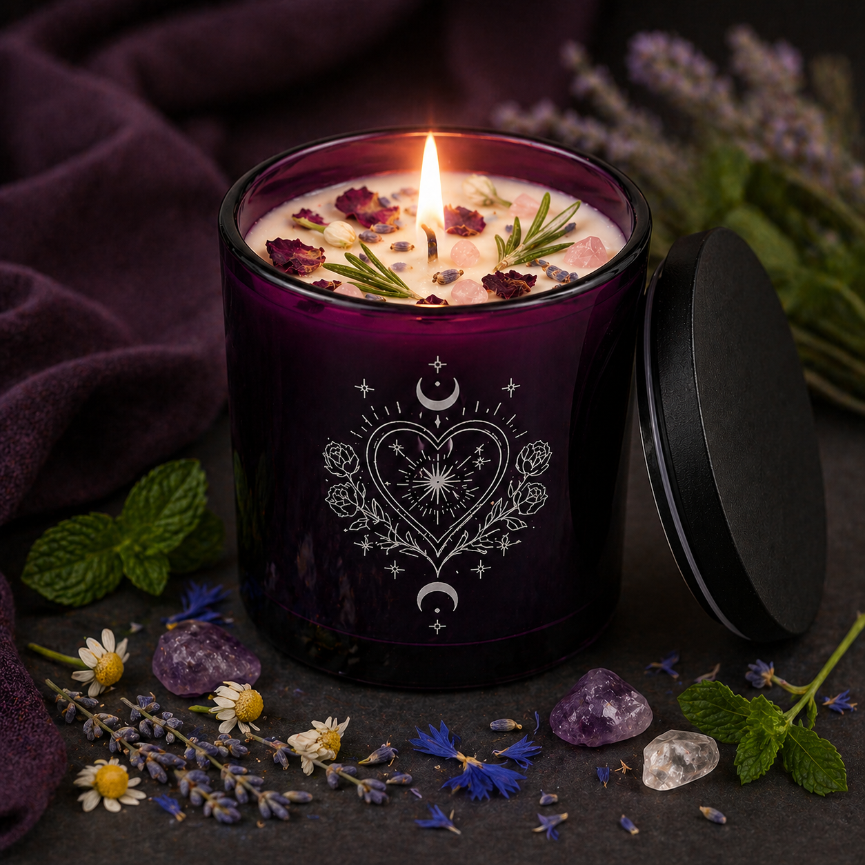 Wildry™ Mystical Manifestation Candle Collection | Crystal & Herb Infused Intention Candles