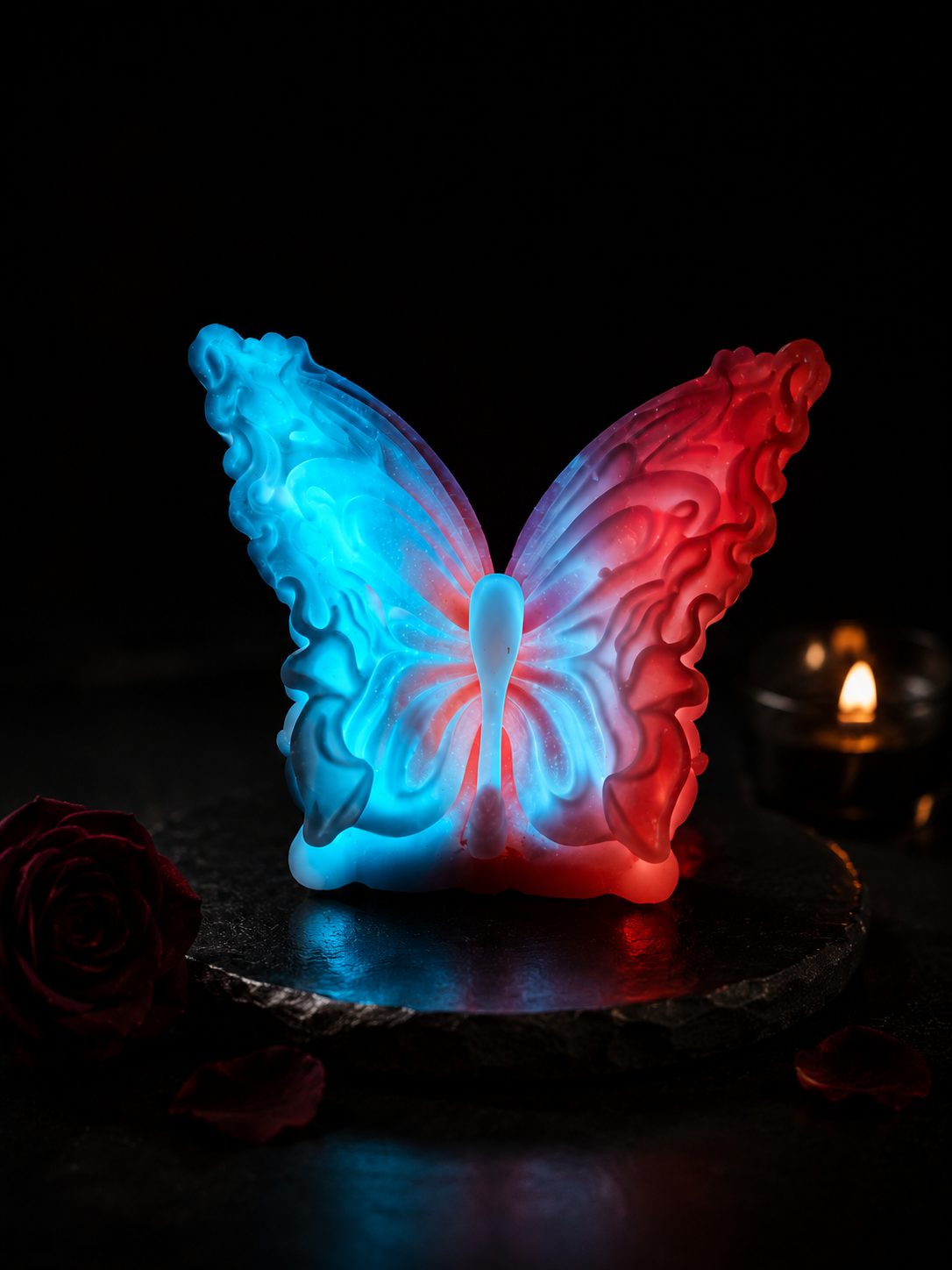 🦋 Jumbo Luminous Butterfly Candle | 42°C Skin-Safe Low Temp Wax | Warm Peelable Massage Candle & Romantic Decor