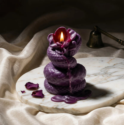 Dark Romance Serpent Rose Candle | 42°C Skin-Safe Massage Wax | Gothic Peelable Spa Gift