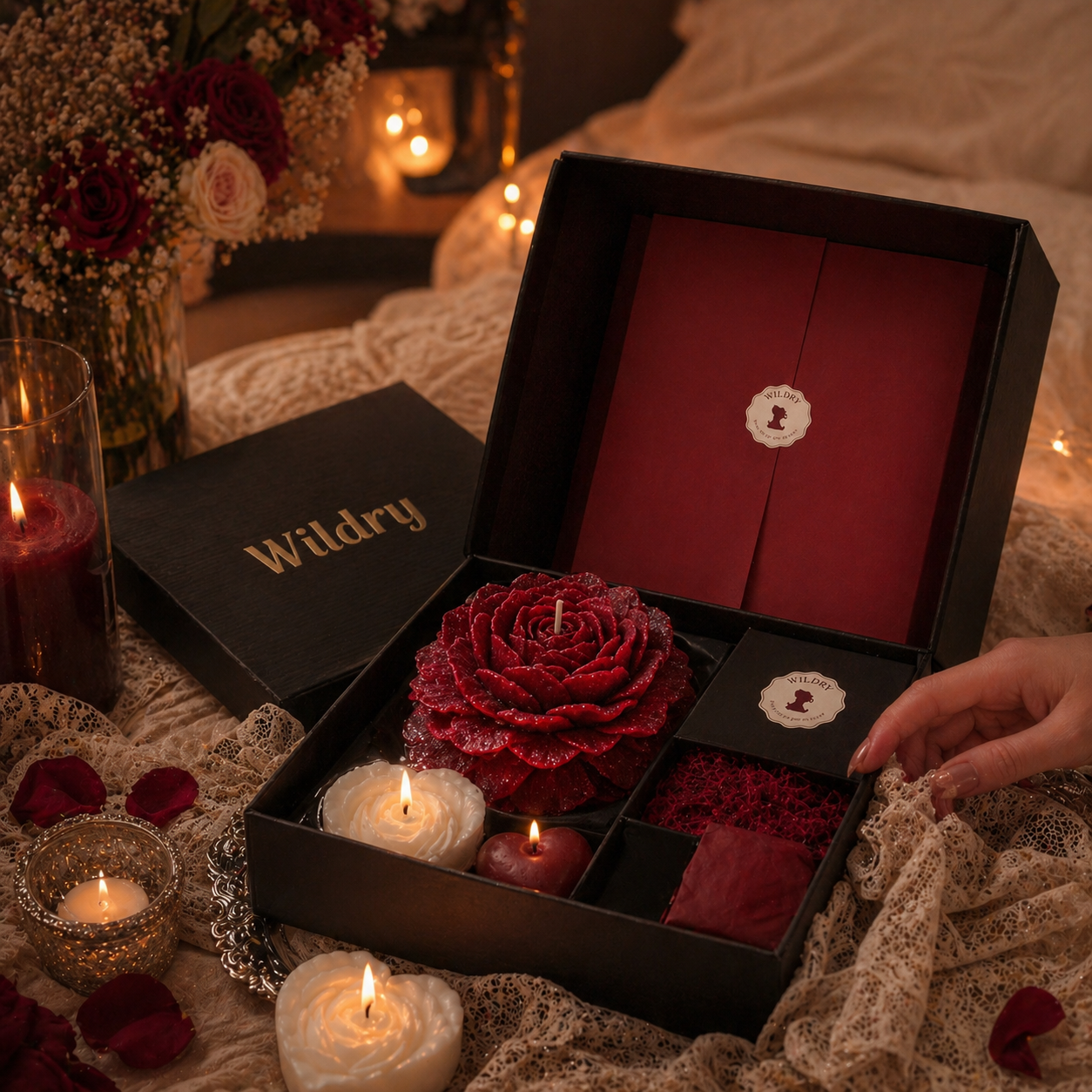 Wildry™ Exclusive Rose Romance Gift Set | Low-Temperature Massage Candle Collection