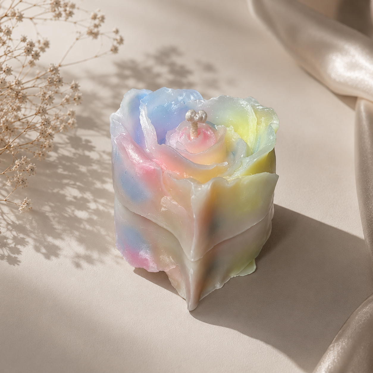 ✨ Luminous Pastel Heart Rose Candle | Skin-Safe Low Temp Wax | Peelable Sensory Massage Gift