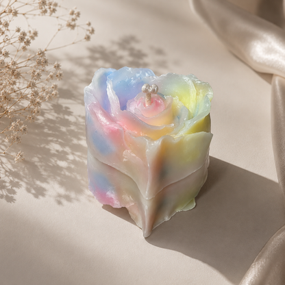 ✨ Luminous Pastel Heart Rose Candle | Skin-Safe Low Temp Wax | Peelable Sensory Massage Gift