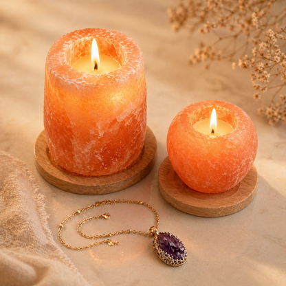 Wildry™ The Hidden Gem | Natural Himalayan Salt Candle with Surprise Crystal Jewelry Reveal